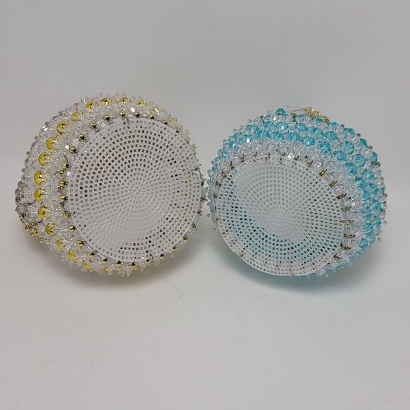 Safety Pins Beaded Handmade Wire Beads Ruffled Small Basket With Handles 2 Pcs - Picture 4 of 11